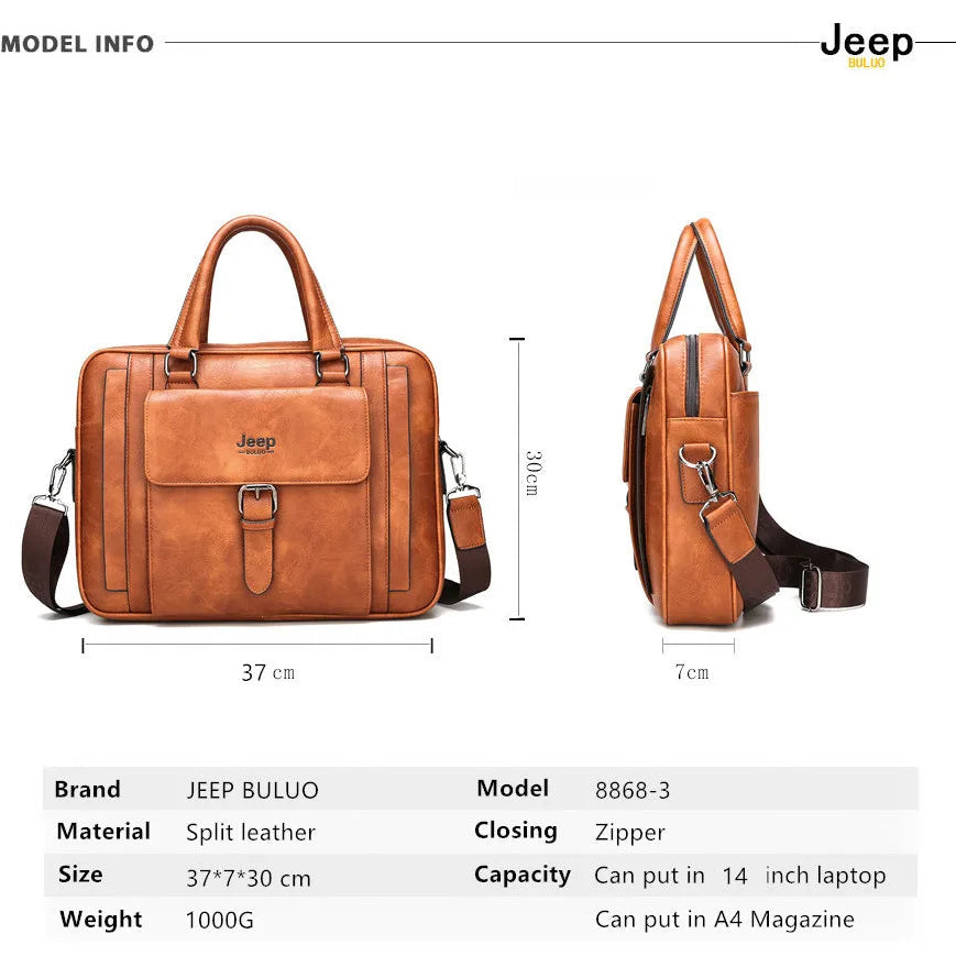 Cartable Business Cuir Premium PU – Jeep Buluo | Porte-documents Homme REF41