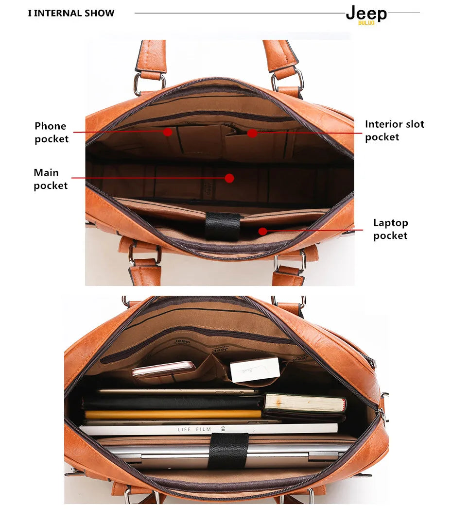 Cartable Business Cuir Premium PU – Jeep Buluo | Porte-documents Homme REF41
