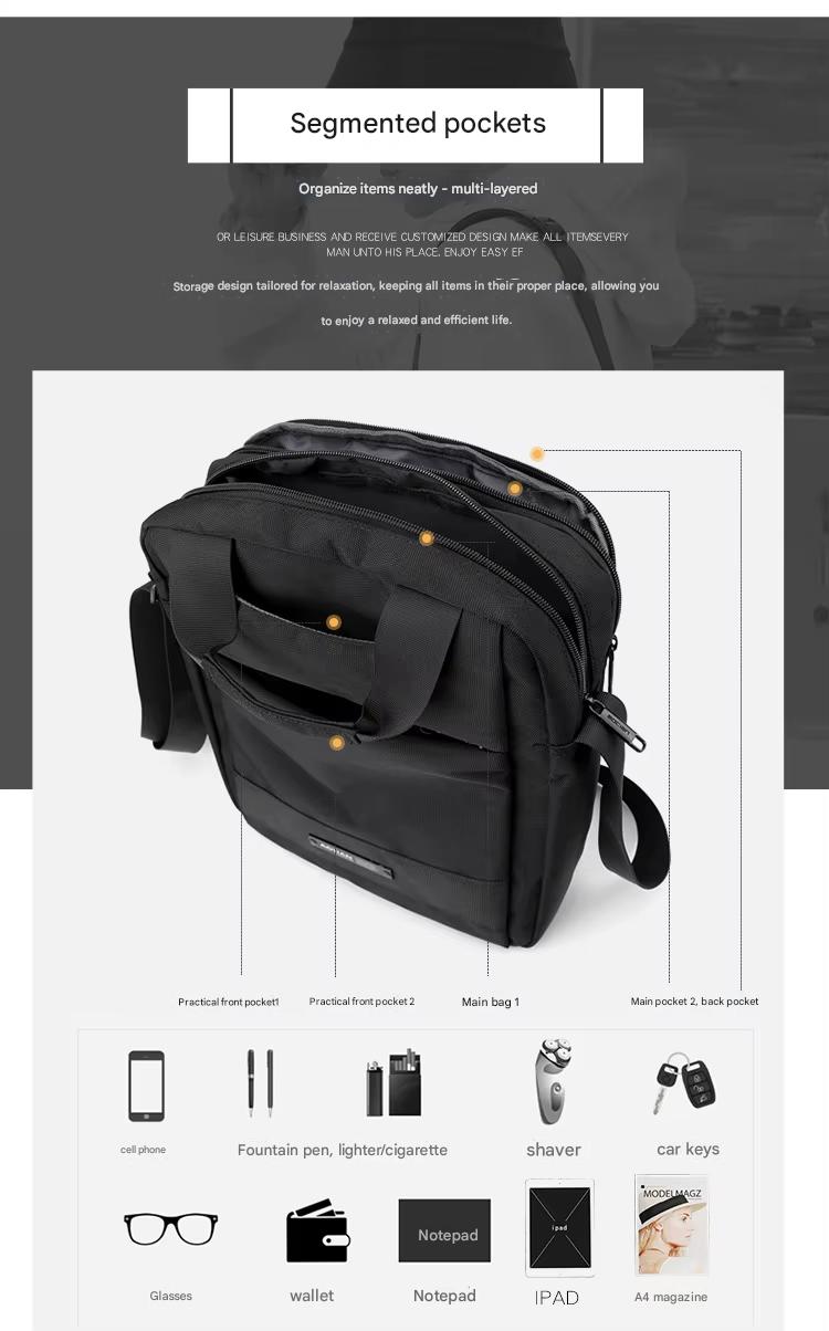 Sac Bandoulière Sport Urbain – Imperméable, Multi-Poches & Style Premium